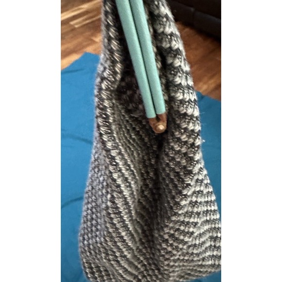 Tiffany Blue Tweed Wool Hand Bag Shoulder Frame Purse Made In India - Picture 11 of 11